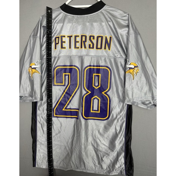 Vintage Adrian Petersen Minnesota Vikings Jersey #28 Mens Large Silver Black NFL - Picture 5 of 6